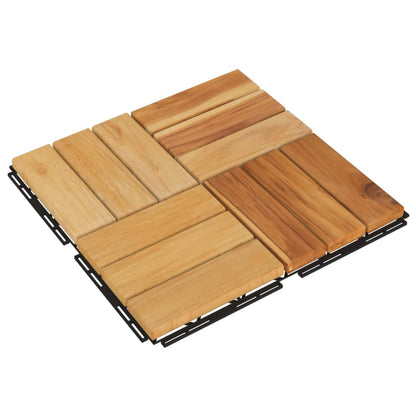 Piastrelle per Esterni 30pz 30x30 cm Legno Massello di Teak - homemem39