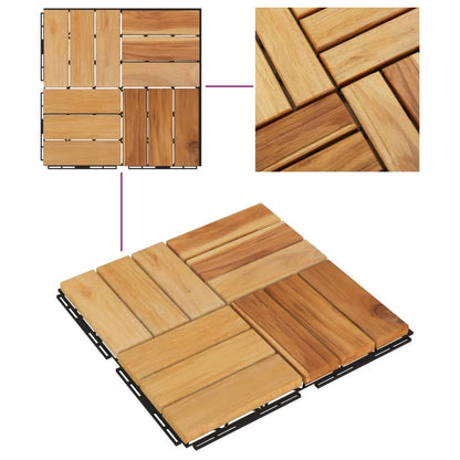 Piastrelle per Esterni 30pz 30x30 cm Legno Massello di Teak - homemem39