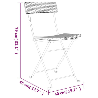 Sedie Pieghevoli da Bistrò 4 pz Nere Polyrattan e Acciaio - homemem39