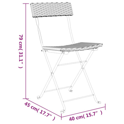 Sedie Pieghevoli da Bistrò 6 pz Nere Polyrattan e Acciaio - homemem39