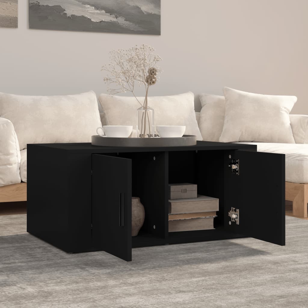 Tavolino da Salotto Nero 80x50x36 cm in Legno Multistrato - homemem39