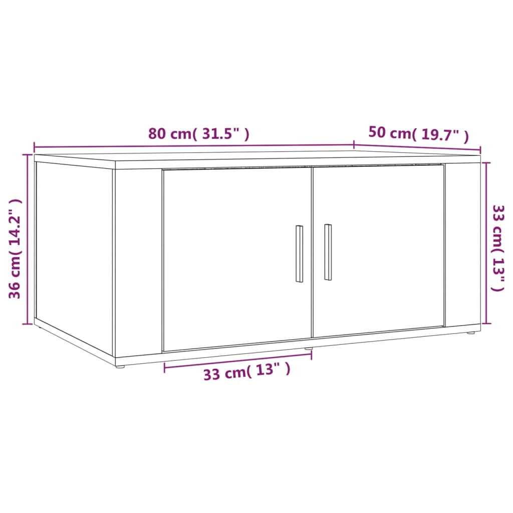 Tavolino da Salotto Nero 80x50x36 cm in Legno Multistrato - homemem39