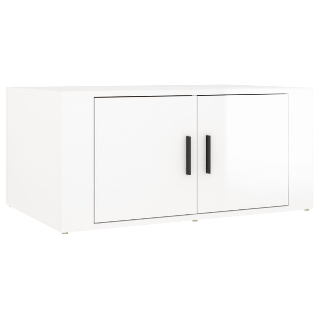 Tavolino da Salotto Bianco Lucido 80x50x36cm Legno Multistrato - homemem39