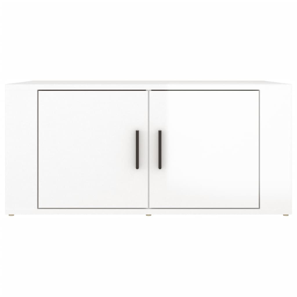 Tavolino da Salotto Bianco Lucido 80x50x36cm Legno Multistrato - homemem39