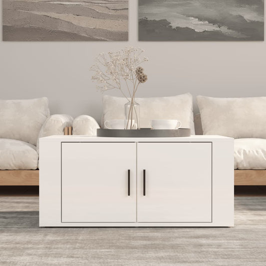 Tavolino da Salotto Bianco Lucido 80x50x36cm Legno Multistrato - homemem39