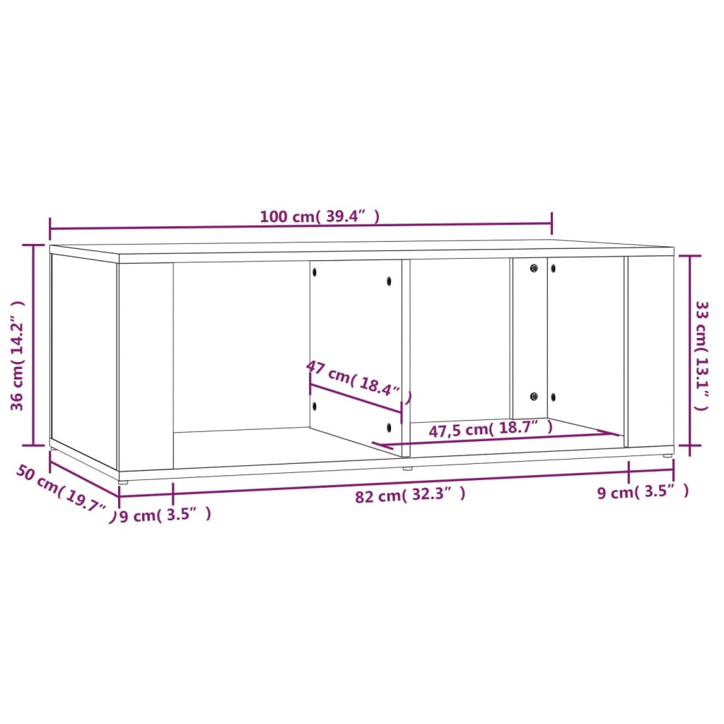 Tavolino da Salotto Bianco Lucido 100x50x36cm Legno Multistrato - homemem39