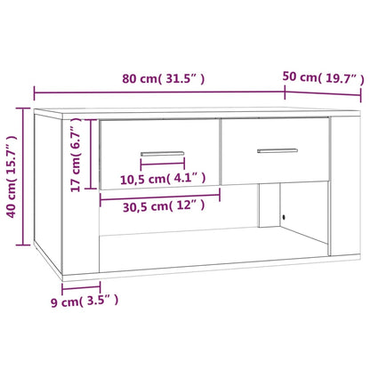 Tavolino da Salotto Bianco 80x50x40 cm in Legno Multistrato - homemem39