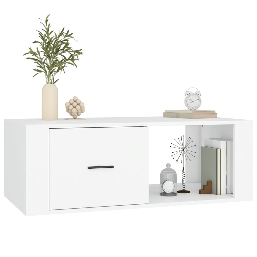 Tavolino da Salotto Bianco 100x50,5x35 cm in Legno Multistrato - homemem39