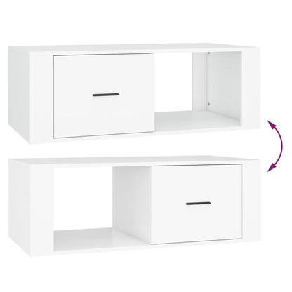 Tavolino da Salotto Bianco 100x50,5x35 cm in Legno Multistrato - homemem39