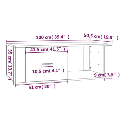 Tavolino da Salotto Bianco 100x50,5x35 cm in Legno Multistrato - homemem39