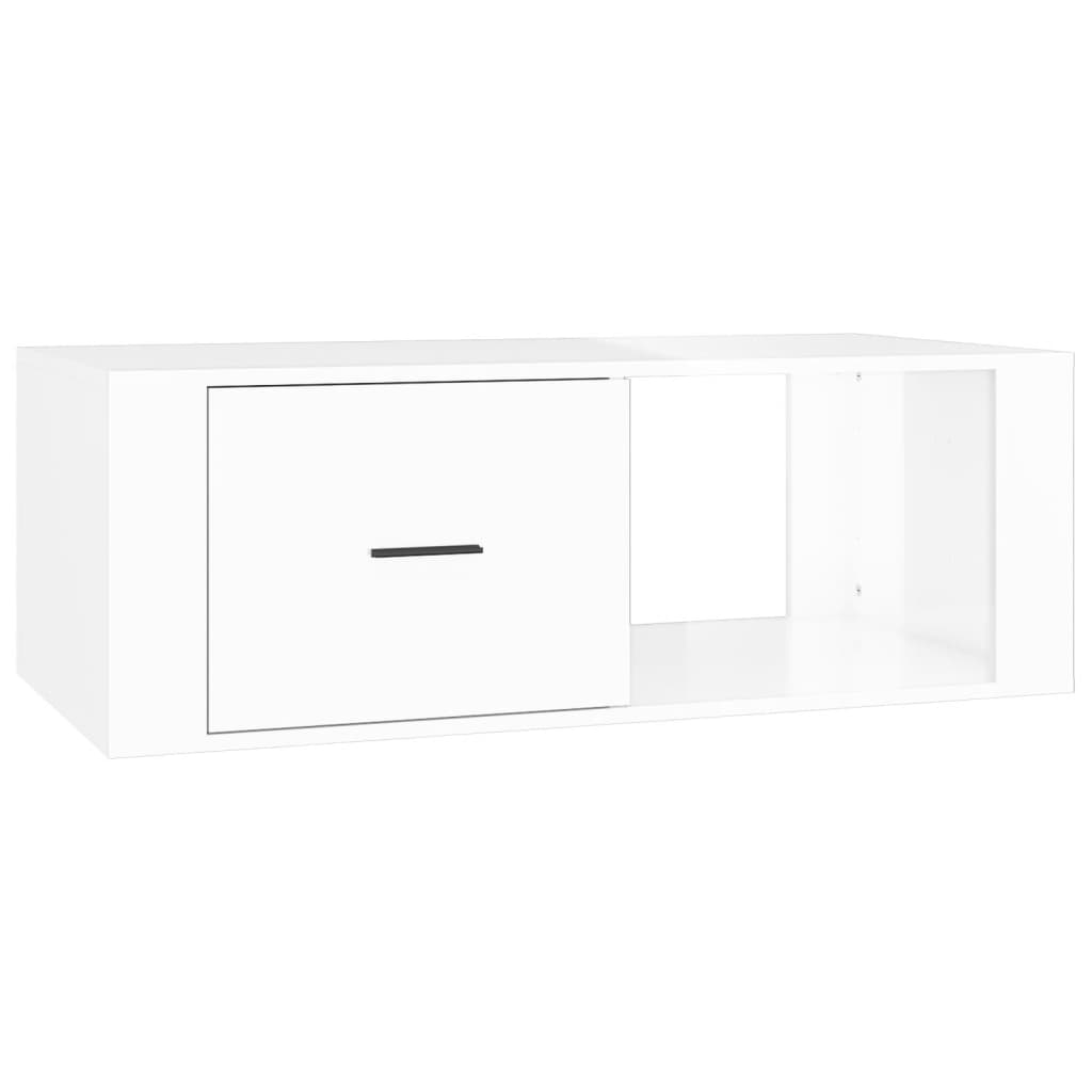 Tavolino Salotto Bianco Lucido 100x50,5x35 cm Legno Multistrato - homemem39