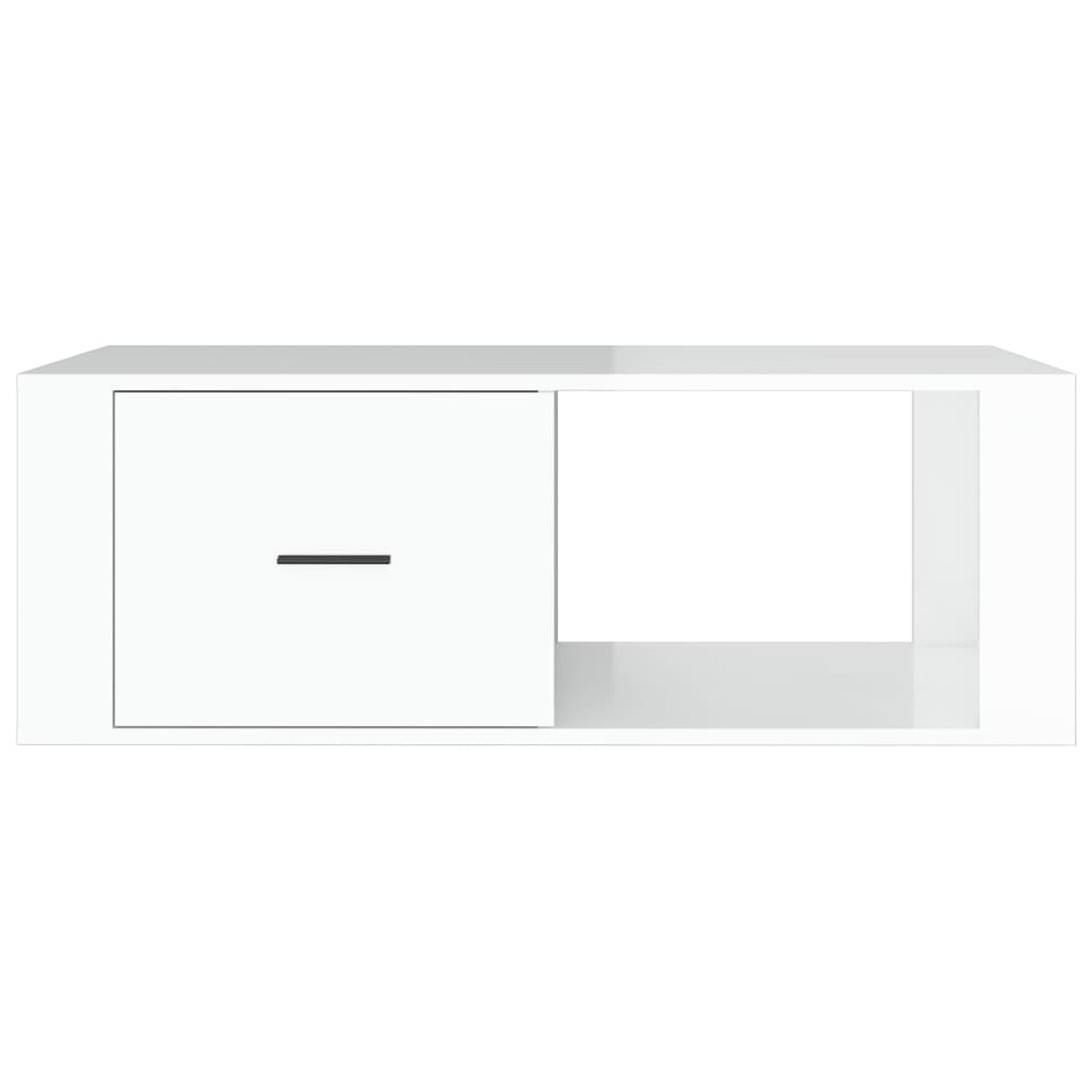 Tavolino Salotto Bianco Lucido 100x50,5x35 cm Legno Multistrato - homemem39