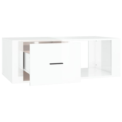 Tavolino Salotto Bianco Lucido 100x50,5x35 cm Legno Multistrato - homemem39