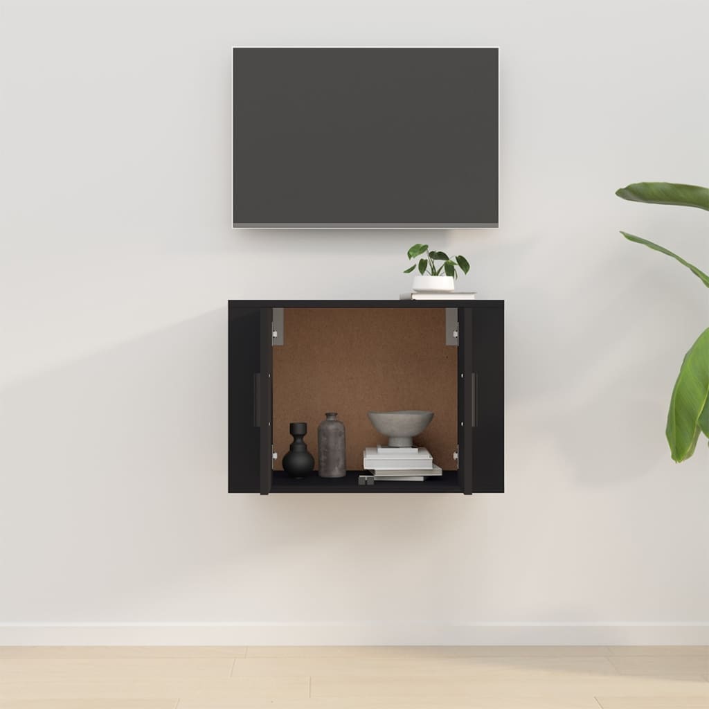 Mobile Porta TV a Parete Nero 57x34,5x40 cm - homemem39