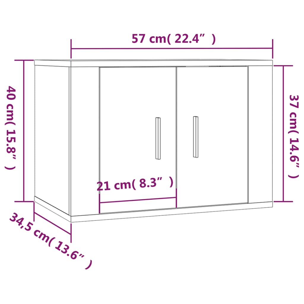 Mobile Porta TV a Parete Nero 57x34,5x40 cm - homemem39