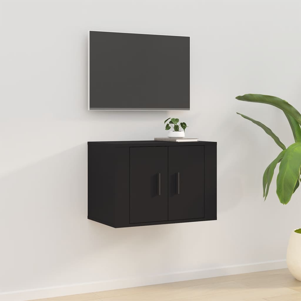 Mobile Porta TV a Parete Nero 57x34,5x40 cm - homemem39