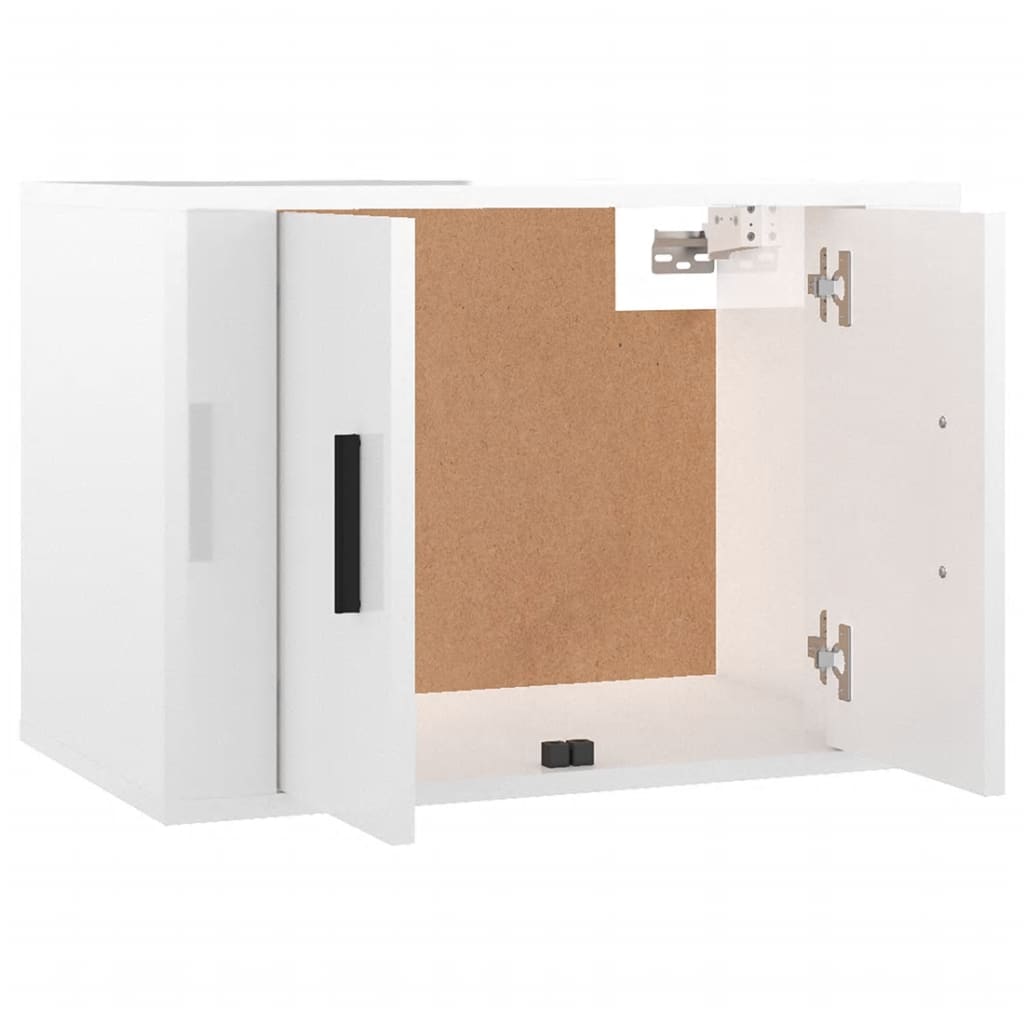 Mobile Porta TV a Parete Bianco Lucido 57x34,5x40 cm - homemem39