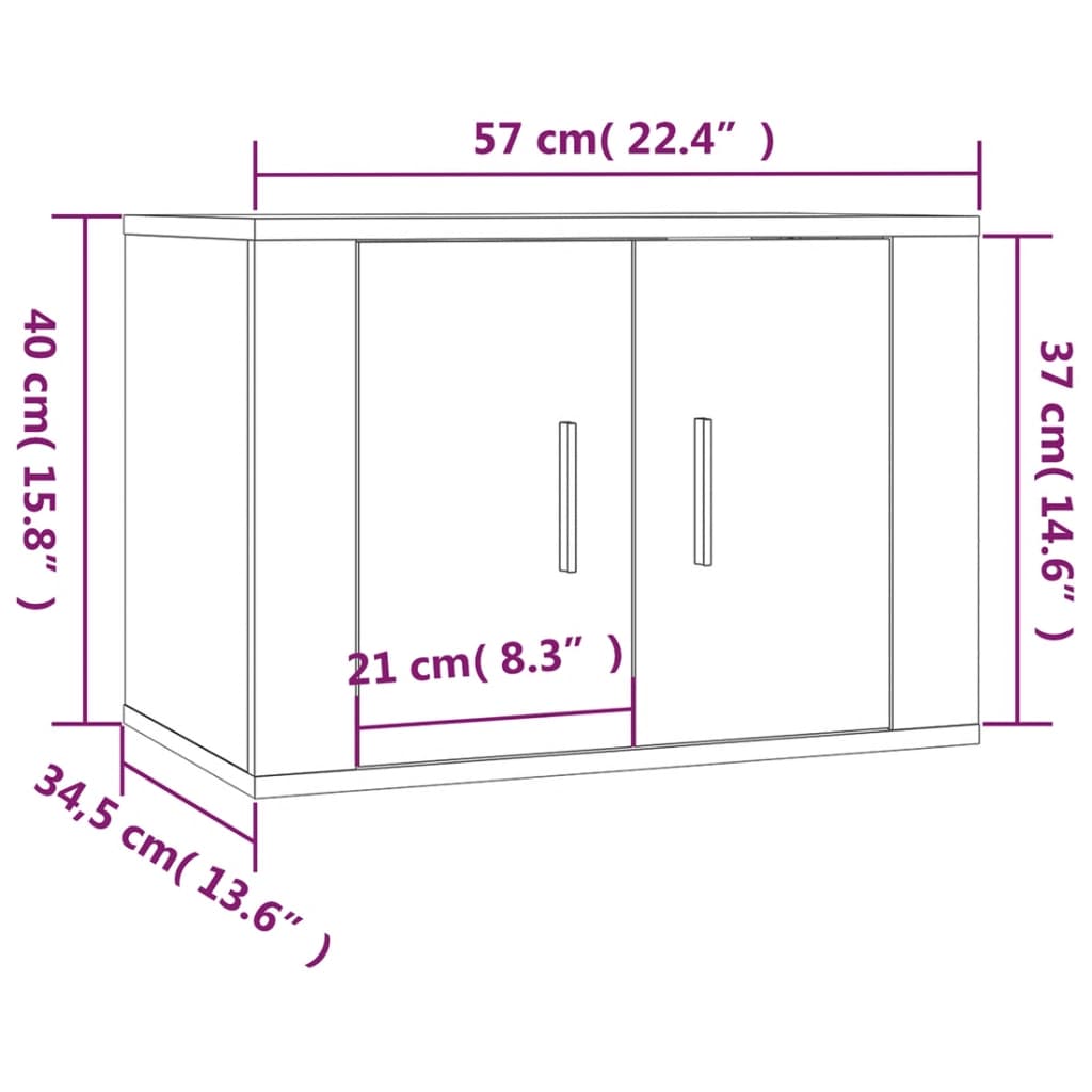 Mobile Porta TV a Parete Bianco Lucido 57x34,5x40 cm - homemem39