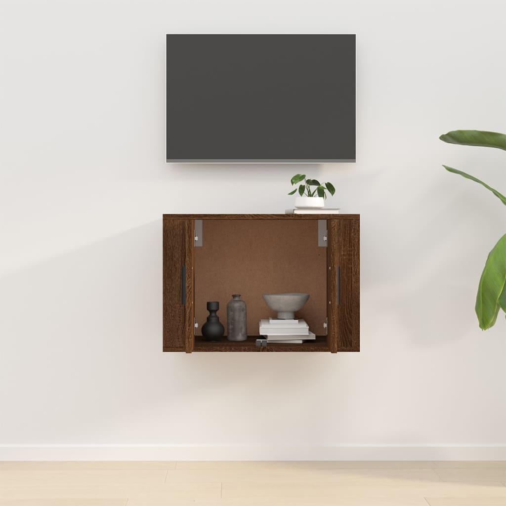 Mobile Porta TV a Parete Rovere Marrone 57x34,5x40 cm - homemem39