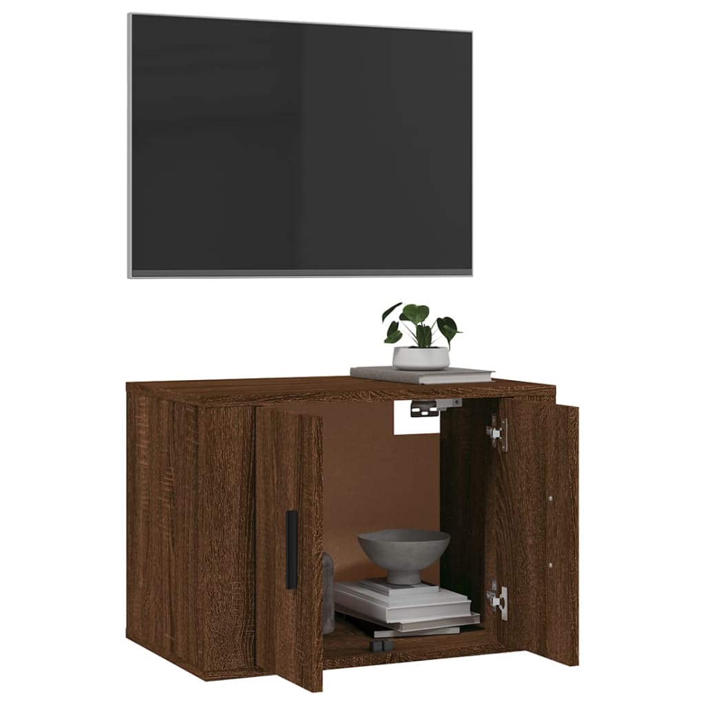 Mobile Porta TV a Parete Rovere Marrone 57x34,5x40 cm - homemem39