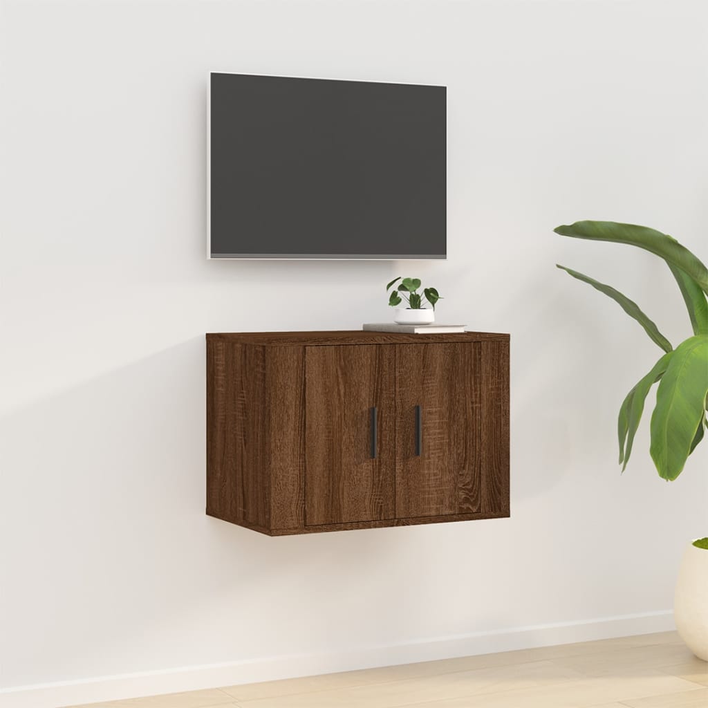 Mobile Porta TV a Parete Rovere Marrone 57x34,5x40 cm - homemem39