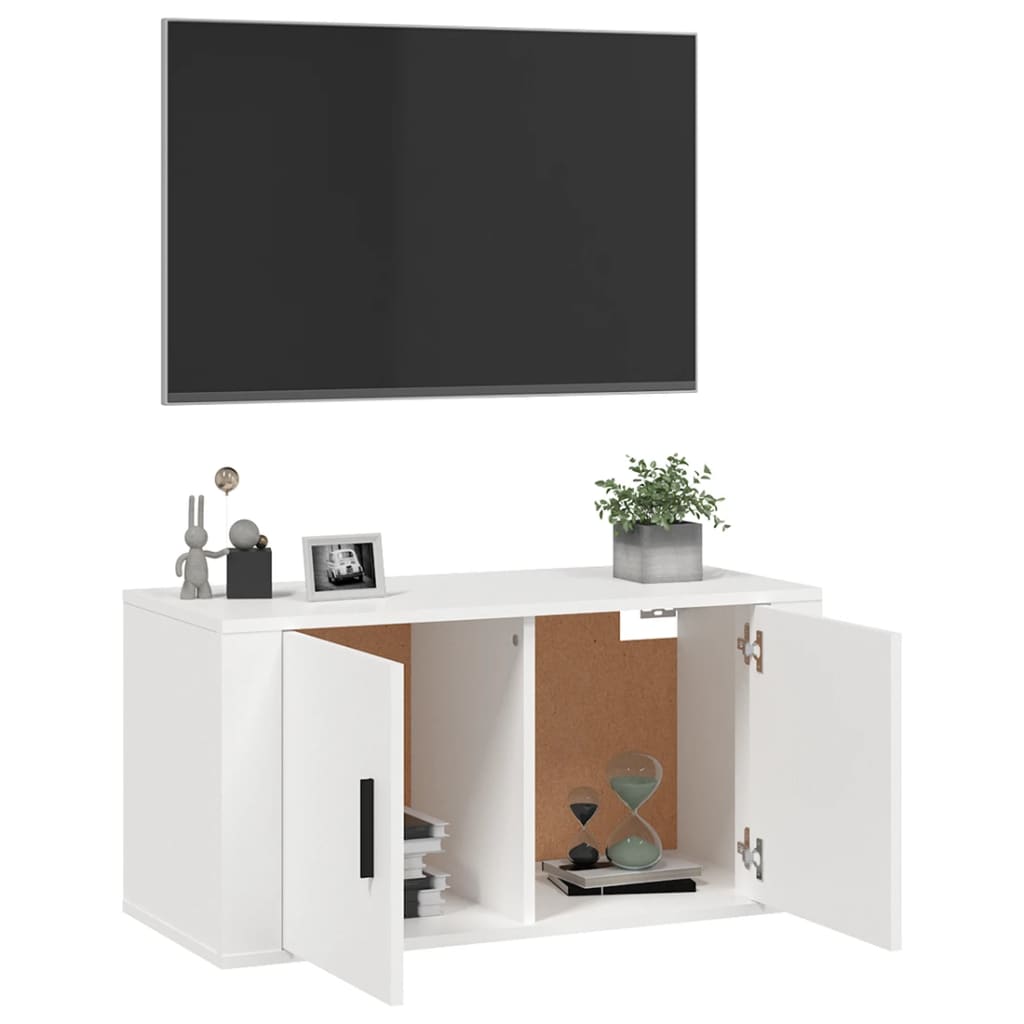 Mobile Porta TV a Parete Bianco 80x34,5x40 cm - homemem39