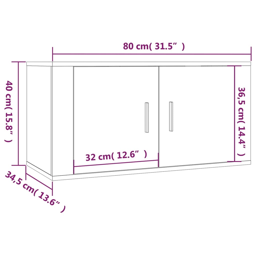 Mobile Porta TV a Parete Bianco 80x34,5x40 cm - homemem39