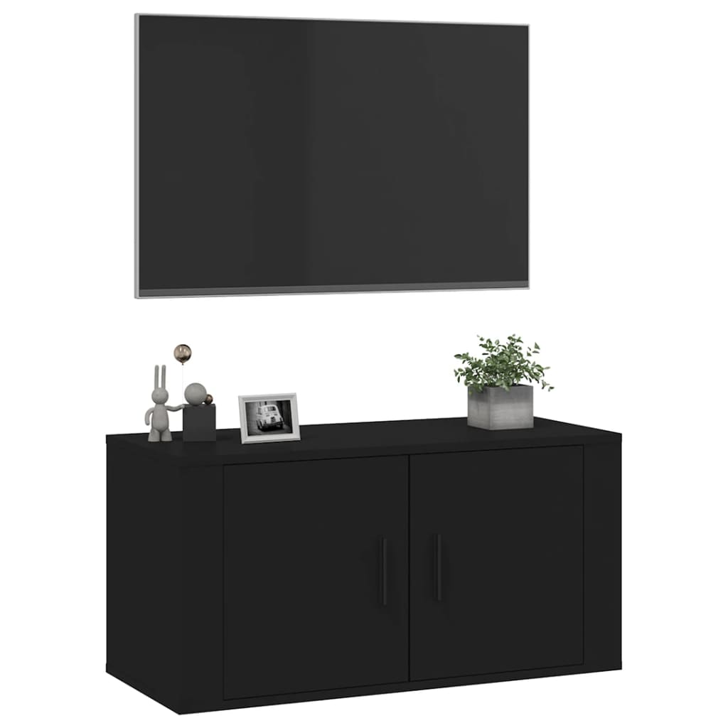 Mobile Porta TV a Parete Nero 80x34,5x40 cm - homemem39