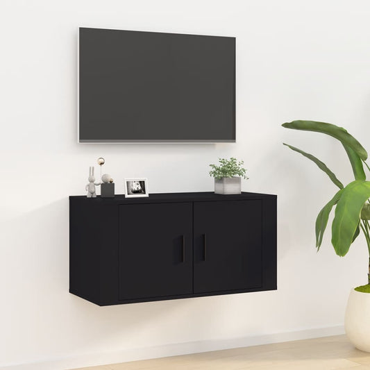 Mobile Porta TV a Parete Nero 80x34,5x40 cm - homemem39