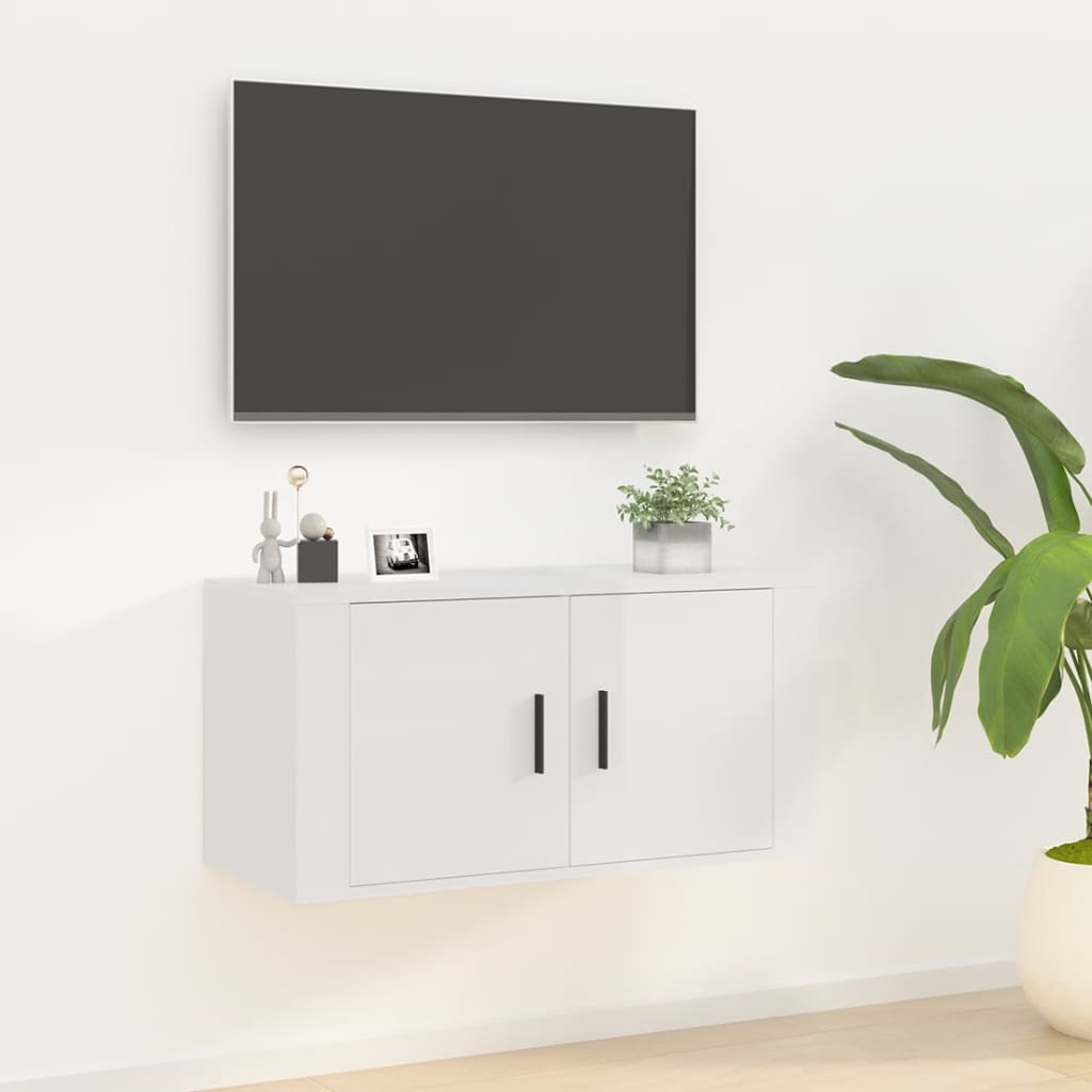 Mobile Porta TV a Parete bianco lucido 80x34,5x40 cm - homemem39