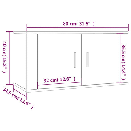 Mobile Porta TV a Parete rovere sonoma 80x34,5x40 cm - homemem39