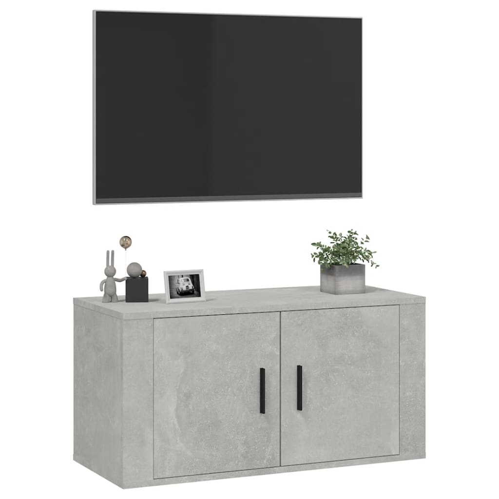 Mobile Porta TV a Parete Grigio cemento 80x34,5x40 cm - homemem39