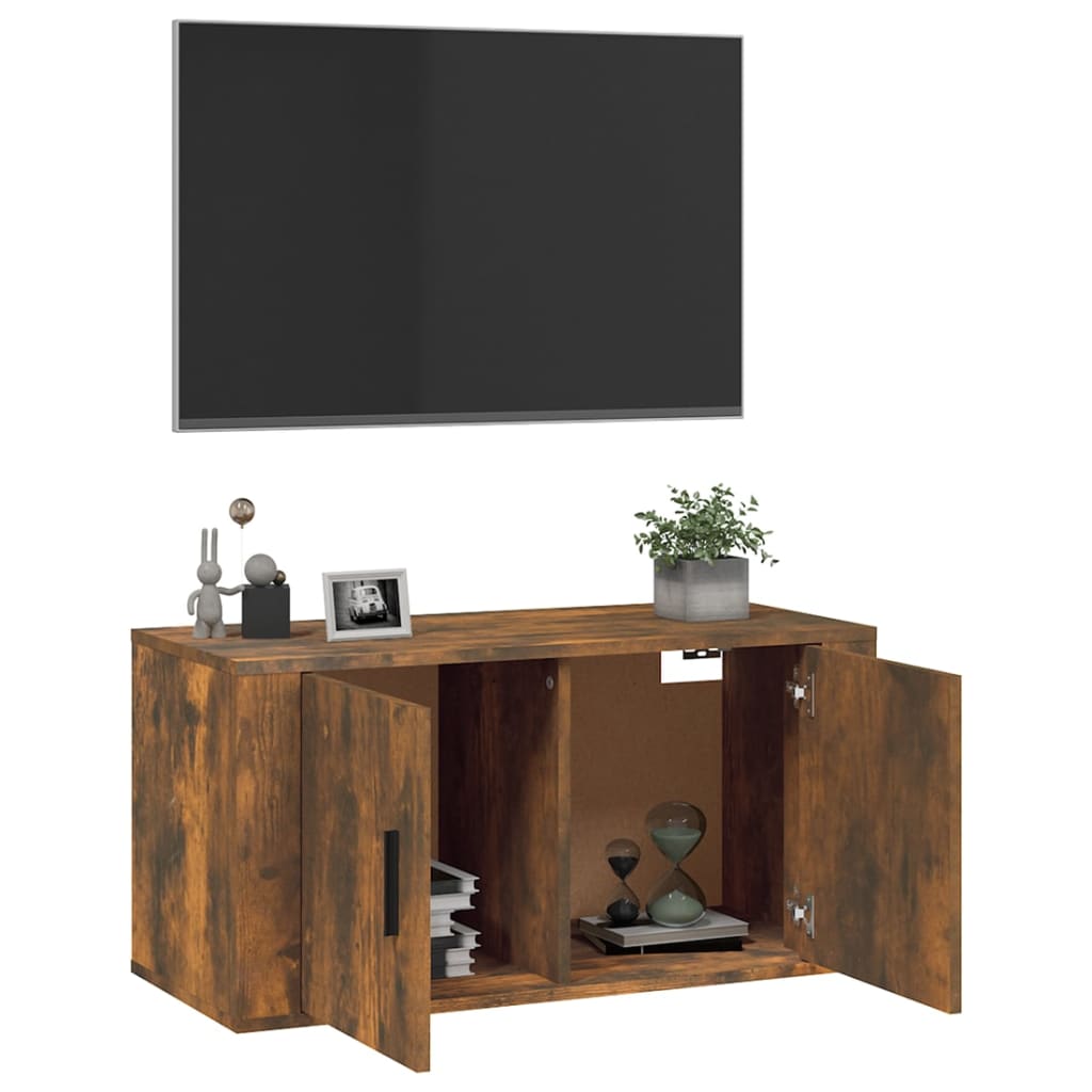 Mobile Porta TV a Parete rovere fumo 80x34,5x40 cm - homemem39