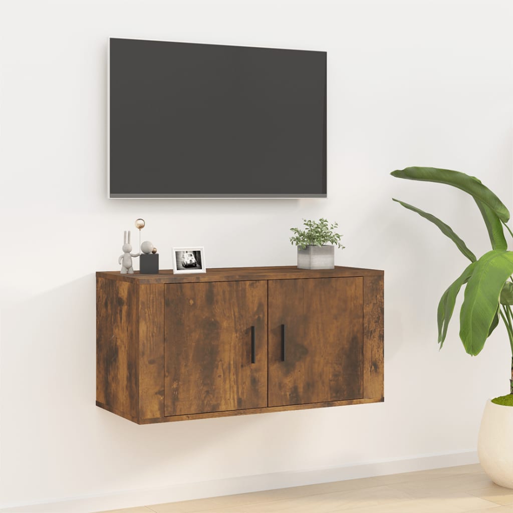 Mobile Porta TV a Parete rovere fumo 80x34,5x40 cm - homemem39