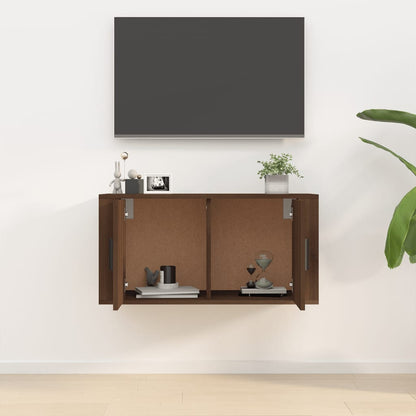 Mobile Porta TV a Parete rovere marrone 80x34,5x40 cm - homemem39