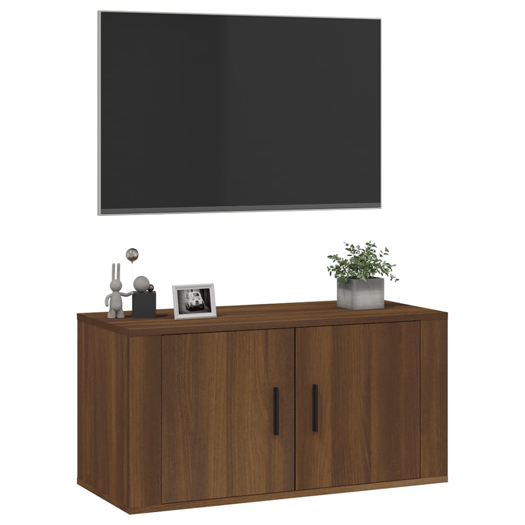 Mobile Porta TV a Parete rovere marrone 80x34,5x40 cm - homemem39