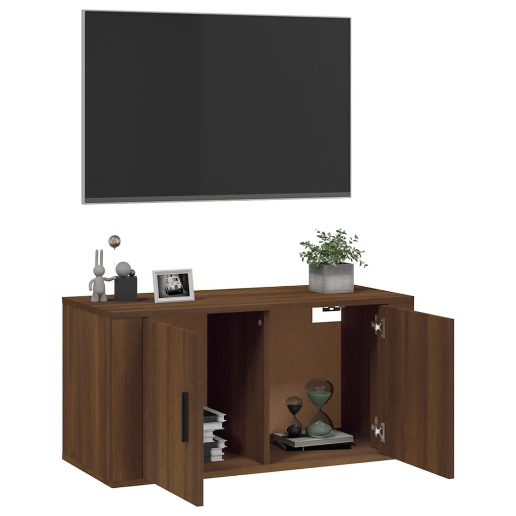 Mobile Porta TV a Parete rovere marrone 80x34,5x40 cm - homemem39