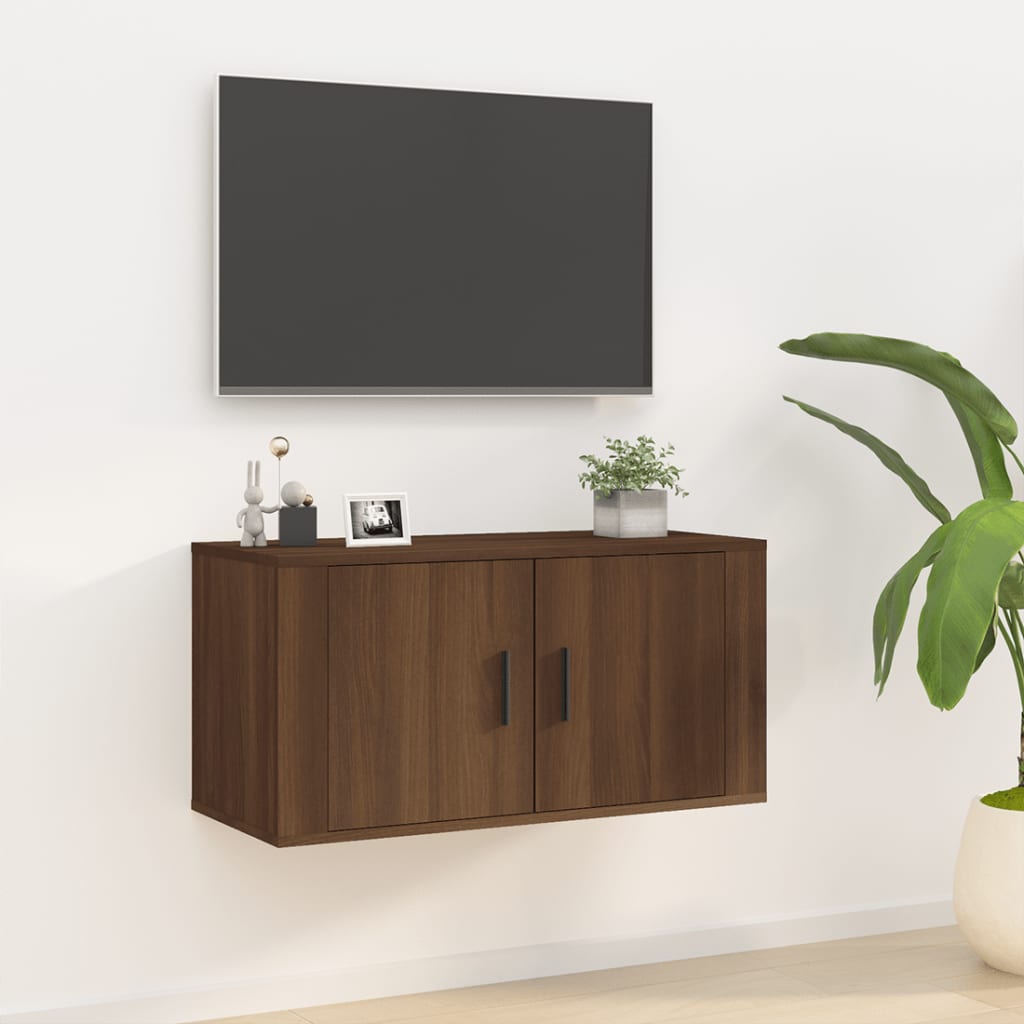 Mobile Porta TV a Parete rovere marrone 80x34,5x40 cm - homemem39