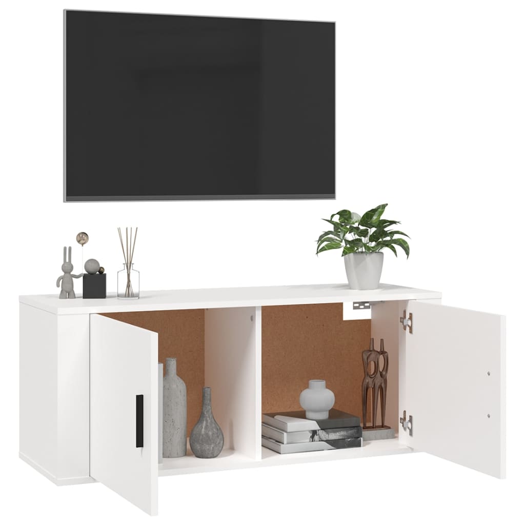 Mobile Porta TV a Parete Bianco 100x34,5x40 cm - homemem39