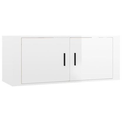 Mobile Porta TV a Parete Bianco Lucido 100x34,5x40 cm - homemem39