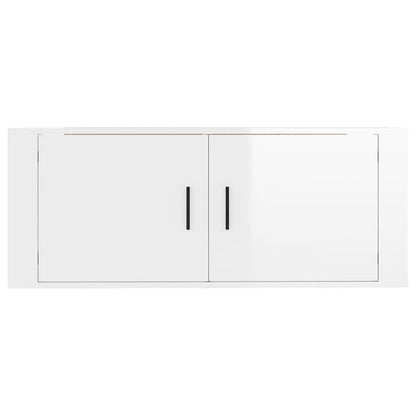 Mobile Porta TV a Parete Bianco Lucido 100x34,5x40 cm - homemem39