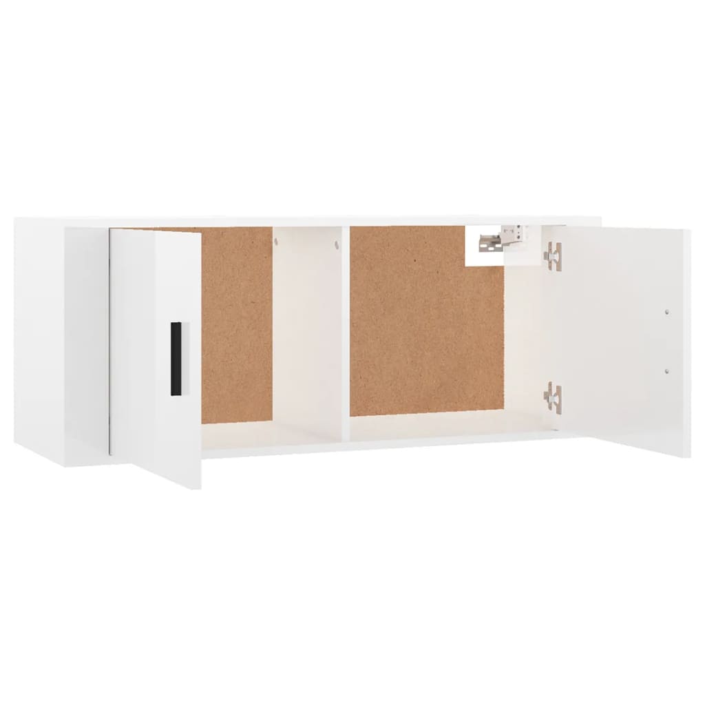 Mobile Porta TV a Parete Bianco Lucido 100x34,5x40 cm - homemem39