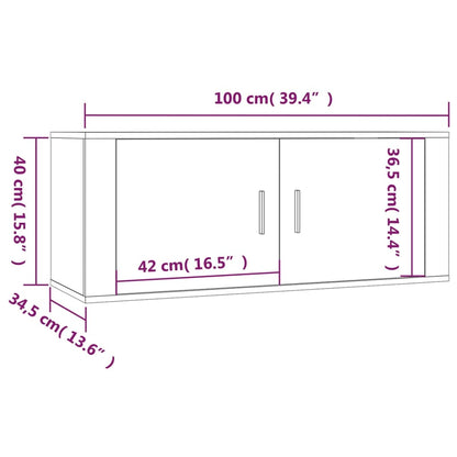 Mobile Porta TV a Parete Bianco Lucido 100x34,5x40 cm - homemem39