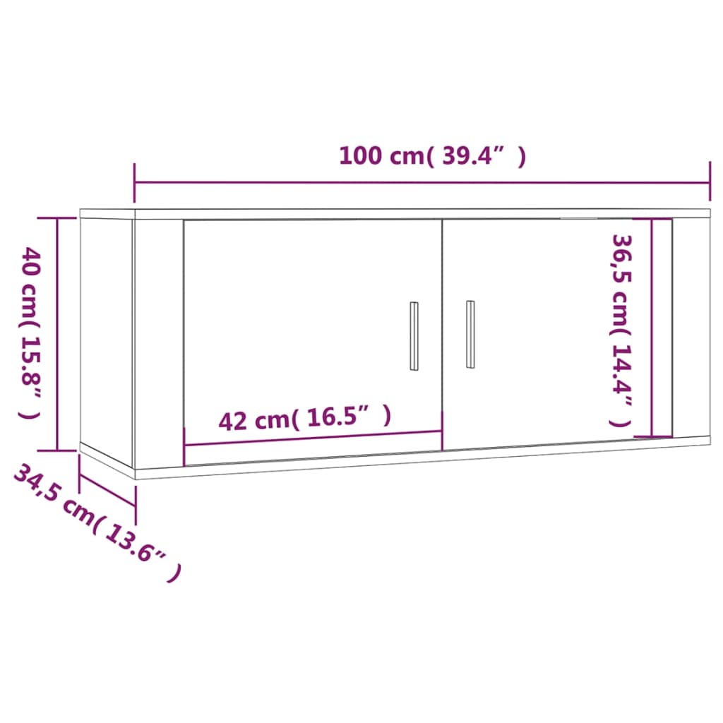 Mobile Porta TV a Parete Grigio cemento 100x34,5x40 cm - homemem39