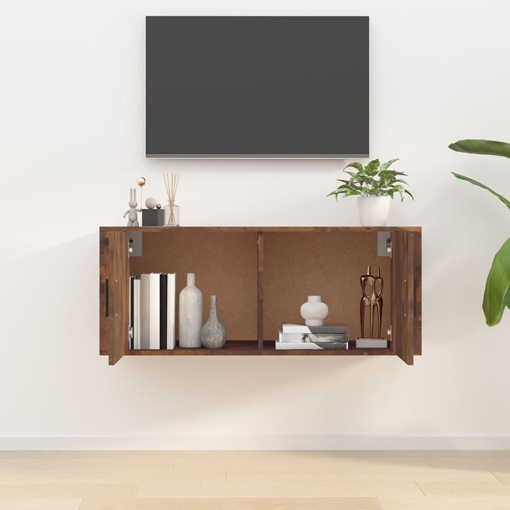 Mobile Porta TV a Parete rovere fumo 100x34,5x40 cm - homemem39