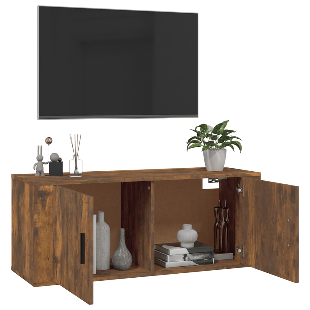 Mobile Porta TV a Parete rovere fumo 100x34,5x40 cm - homemem39