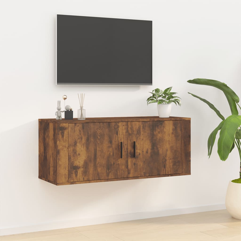 Mobile Porta TV a Parete rovere fumo 100x34,5x40 cm - homemem39