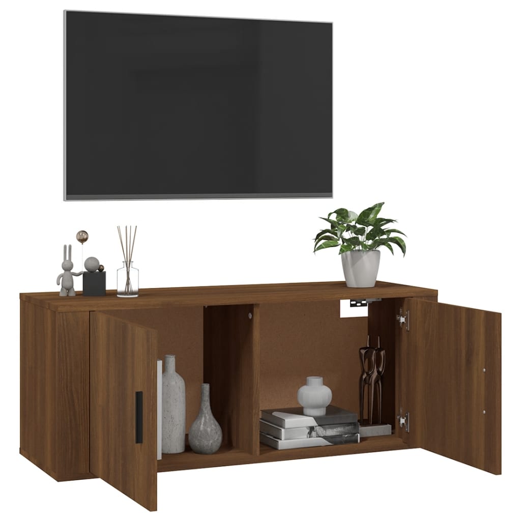 Mobile Porta TV a Parete rovere marrone 100x34,5x40 cm - homemem39