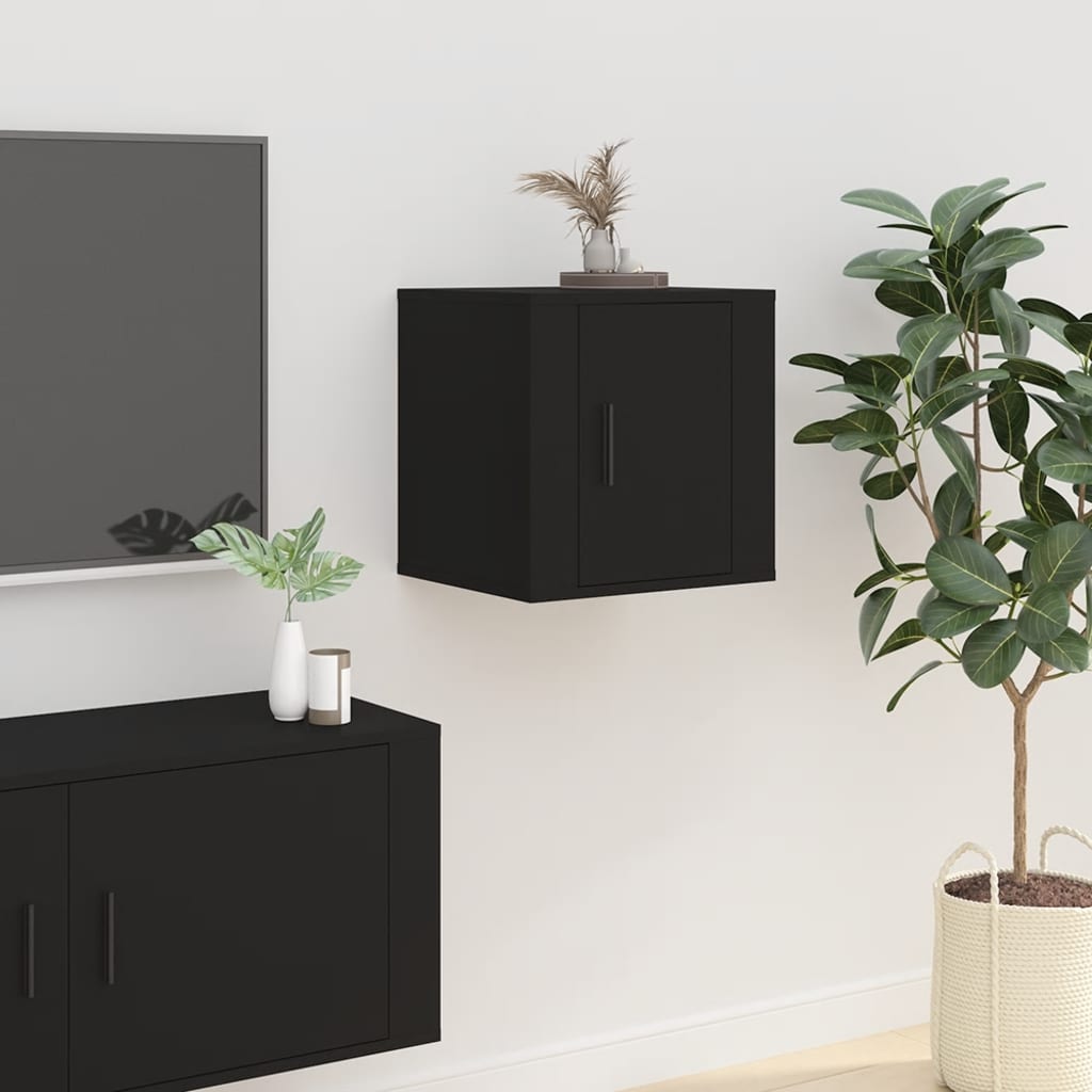 Mobili Porta TV a Parete 2 pz Nero 40x34,5x40 cm - homemem39