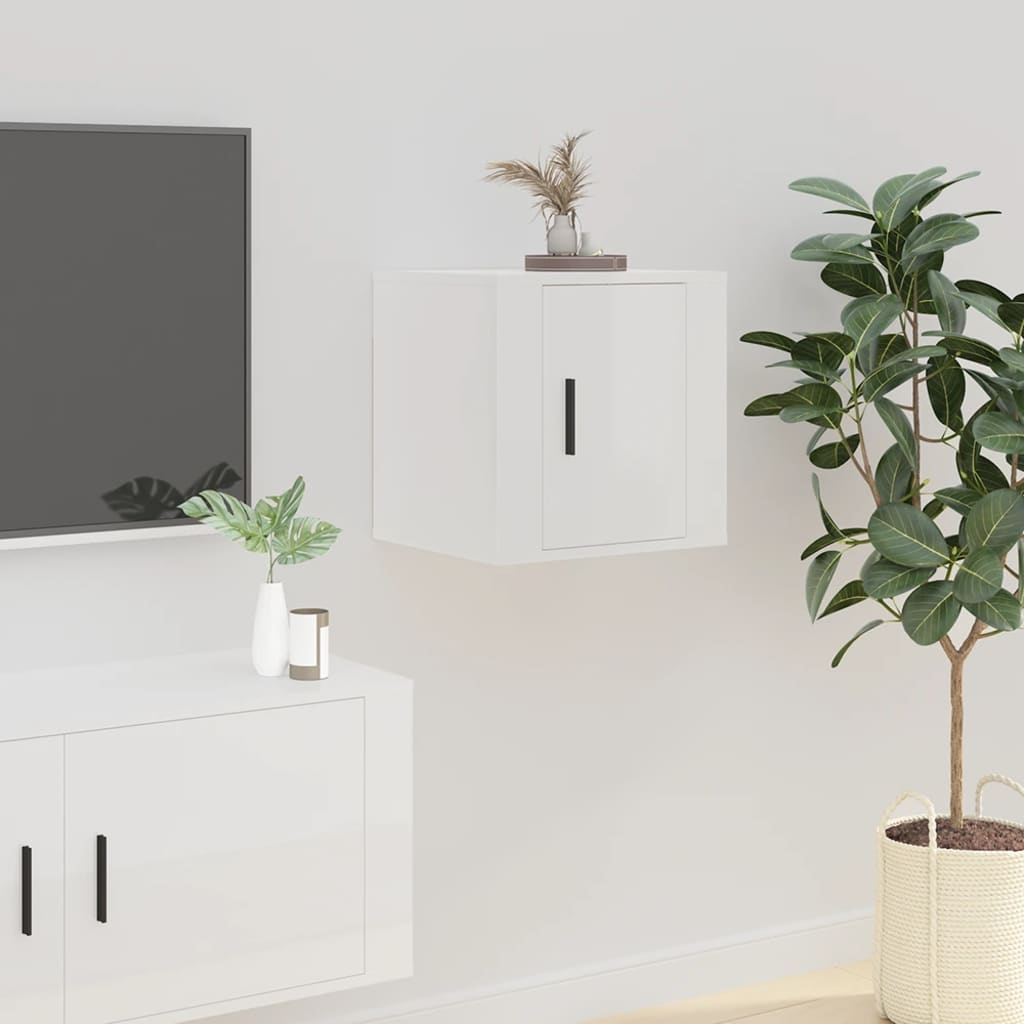 Mobili Porta TV a Parete 2 pz Bianco Lucido 40x34,5x40 cm - homemem39